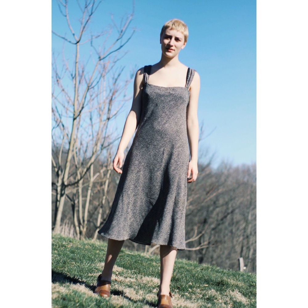 90s Vintage polka dot midi dress